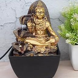 Polyresin Lord Shiva Water Fountain with LED Lights for Pooja Room, Home Decor, and Gifting – Ideal Indoor Water Fountain-4