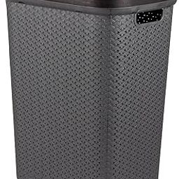 Heart Home Laundry Basket | Plastic Cloth Storage Hamper | Laundry Storage Basket with Lid | Laundry Basket For Bathroom | Storage Organizer | ELEGANCE | Gray-image-54