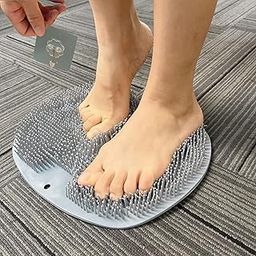 SZZYXD Shower Foot Scrubber Mat Back Washer Exfoliating Bath Wash Pad Wall Mounted Slip Resistant Suction Cups Foot Cleaner for Men and Women (Grey)-10
