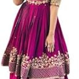 Butter Buds Fully Stitched Heavy Embroidery Sequence Work Vichitra Silk Kediyu With Kenvas Patta Lehenga (Alterable XL to XXL Margin Size)-picture-20