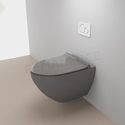 REMANENCE Ceramic Commode Wall Mount/Wall Hung Western Toilet/Commode/Water Closet/EWC/WC/European Commode for Bathrooms P Trap Outlet is from Wall with Soft Close Seat Cover (Grey)-image-2