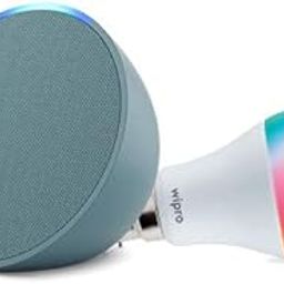 Echo Pop (Green) Smart Home combo with Wipro 9W LED Smart Color Bulb-picture-1