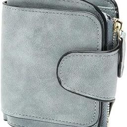 Women's Luxury Retro Zipper Wallet, Grey Faux Leather, 4 Sections, 3 Compartments, Hasp Closure, Zip Pocket, Credit Card Wallet-48