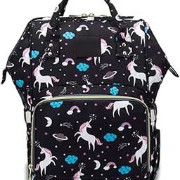 Chinmay Kids Diaper Bag Nursing Maternity Backpack, Waterproof Multifunctional Travel Bag Large Size (20 x 18 x 40 cms)(Blue) (Black Unicorn)-image-76