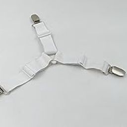Self Lub Adjustable Elastic Bed Sheet Fasteners with Metal Clips, White and Silver, Set of 4 Pack (White)-image-97