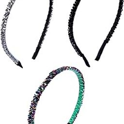 Jewellery Combo of 3 Shimmer Crystal Studded Fashion Party Thin Hair Band Head Band For Women & Girls Stylish Latest-image-54