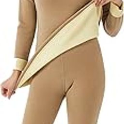 Women Long Johns Base Layer Stretch Soft Woolen Top and Bottom Set for Winter with Fleece Warm Innerwear for Cold Weather Thermal Sets-image-89