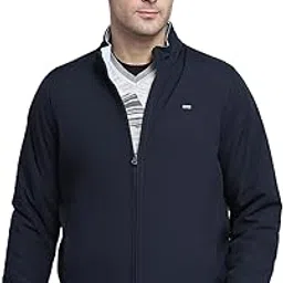 monte carlo Mens Solid Navy Blue Mock Neck Full Sleeves Jacket-picture-1