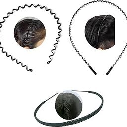 3 Pcs Black Flexible Metal Wavy, Spring And Chain Simple Hair Band Hair Hoop Hairband Daily Use For Unisex Men Women-picture-11