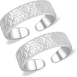 Silver Toe Rings for Women Pure Silver 925 - Elegant and Comfortable 3D Self Design Simple Toe Ring Silver Bands for Girls-image-32