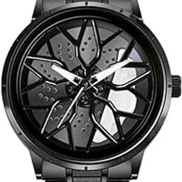 Spinning Car Wheels Gyro Men's Sport Watch| Rotating Wheel Dial Metal Strap Analog Luxury Watches for Boy's and Men -MN-251-image-40