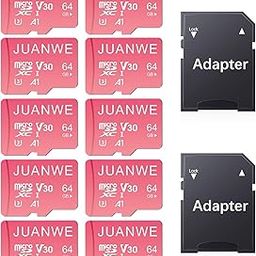 JUANWE 10 Pack 64GB Micro SD Card 64 GB Memory Card MicroSDXC SD Card 64GB TF Cards UHS-I A1 U3 V30 for 4K Video Recording (10 Pack, Pink)-image-27