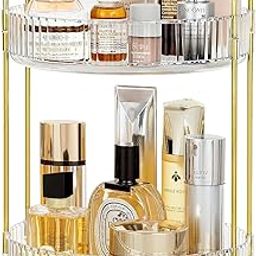 INOVERA (LABEL) 360 Rotation Cosmetic Makeup Display Case (2 Tier, Transparent)-42