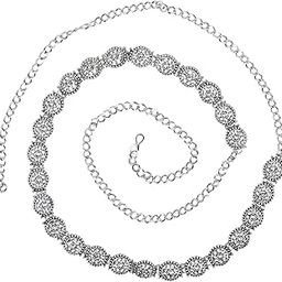Navratri Ethnic Silver Oxidised Adjustable Boho Floral Design Waist Chain/Belly Chain/Kamarband For Women (B057S)-image-63
