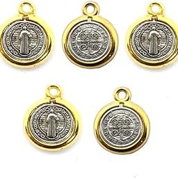 Set of 5 St Benedict Medals, Saint Benedict locket Against Evil, Metal Saint Pendant,-image-132