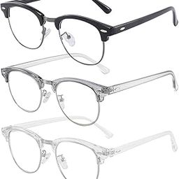 SOAR&EAGLE 3 Pack Blue Light Blocking Glasses,Computer Gaming Glasses,Retro Semi Rimless UV400 Clear Lens Computer Eyewear-image-90