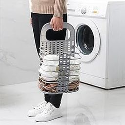 RUSEELA Plastic Laundry Hamper Bag for Bathroom, Bedroom, Kitchen, Home, Office || Wall Mounted Bathroom Hanging Foldable Laundry storage Basket for Dirty Clothes-11