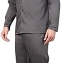 Men Lapel Collar Pure Cotton Shirt Pyjamas Night Suit-image-1