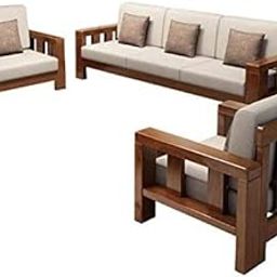 ORMEE Wooden Solid Sheesham Wood 5 Seater Sofa Set with Cream Cushions (5 Seater Sofa | 3+1+1,Brown Finish)-picture-32