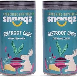 SNAAQZ Beetroot Chips Cream & Onion Flavor | Real Beetroot Slice | Baked, Not Fried | Gluten-Free | Palm Oil Free | High in Fiber | No Artificial Additives | Crunchy, Healthy Snack (Pack of 2)-image-18