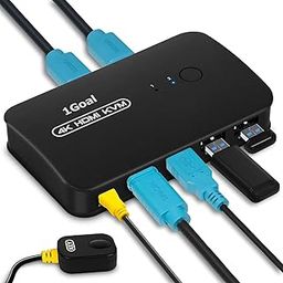 HDMI USB KVM Switch 2 Port Selector Box for 2 Computers Share Keyboard Mouse Printer and 1 HD 4K Monitor, 2 KVM Cables Included. (Black)-10