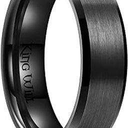 Basic 3mm 5mm 6mm 7mm 8mm 9mm Silver/Black Titanium Ring Matte Finished Wedding Band Comfort Fit Beveled Edge-image-34