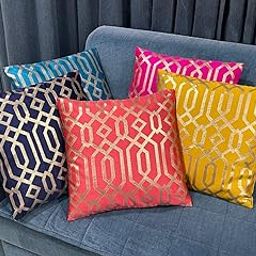 KREEVAL Dhupion Silk 150TC Designer Decorative Square Throw Pillow Cover|Cushion Case|Cushion Covers|Cushion Covers for Home Or Car(14 * 14 INCH or 35cm X 35cm Set of 5-MULTICOLOURS)-image-31