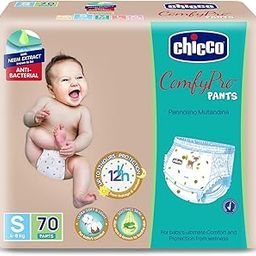 Chicco Comfy-Pro Pant Style Baby Diapers | Anti-bacterial benefits | Ultra Soft & 12hrs protection | Wetness indicator & Disposing Tapes - Small, 70 Count, 4-8 Kg-picture-8