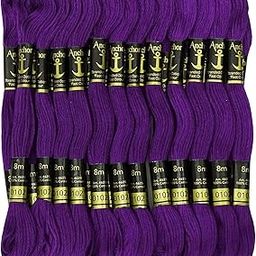 Kavach Enterprise Cross Stich/Long Stich Embroidery Cotton Threads, 8 Mt Each Skeins, Dark Purple (Pack of 12)-image-10