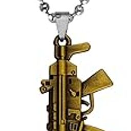 Antique Bronze Plated Gun Shape Design Bronze Bronze Pendant Necklace Chain for Men and Women-image-66