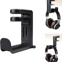 Black 360 Degree Rotation Adjustable Headphone Stand Headset Hanger PC Gaming Headset Headphone Hook Holder Hanger Mount-image-57
