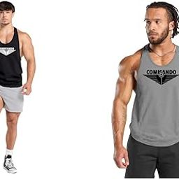 Gym Vest Workout Tank Top Set, 2 Pack, Men's Fitness Muscle Shirts Multicolour S M L XL XXL XXXL blackREDYELLOWG011T001-image-101