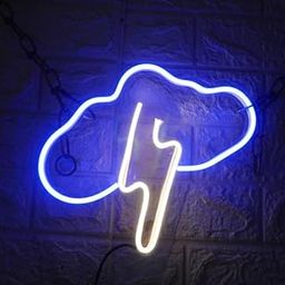 SG Print Cloud with Thunder Led Neon Sign Light for Wall Decor, Bedroom, Kids Room, Living Room, Bar, Party, Christmas, Wedding(12x12) Blue+Warm White-image-32
