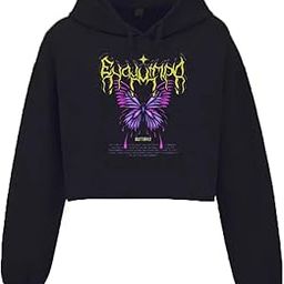 NinfinWomen and Girls Crop Hoodie,Dargon Butterfly,Lavander for Winters-image-76