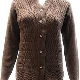Women's Woolen V-Neck Self Design Cardigan - Heavy Daffodil Fabric Winter Wear Pure Wool Long Cotty Fully Warm With Pockets - Free Size-image-34