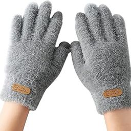 Women Winter Knit Gloves Men Woolen Soft Angora Acrylic Wool Touchscreen Finger Hand Gloves | Casual Fleece Warm Winter Gloves for Girls and Boys-image-85
