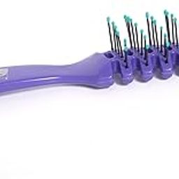 Professional Hair Brush Nylon Bristles Flat Hair Long Curly Frizzy Hair to Smooth Straight Multiprint Brush for Men & Women All Hair Types (Purple - HB-600 BT)-image-23