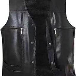 Waistcoat Lightweight Utility Mens PU Leather Vest for Travel Winter Hunting 2XL Black-image-31