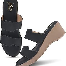 Slip On Wedge Sandals for Women Open Round Toe Platform Slides Dressy Low Heel Beach Summer Sandal Comfortable Wedges Shoe for Women's & Girls-image-28