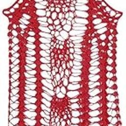 Women Crochet Lace Bikini Swimsuit Cover Up Hollow Out Beach Dress Red XL-image-40