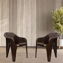 Patiofy Plastic Chair Single, Arm Chair for Home, Living Room Chair, Outdoor Chair/Plastic Chair for Home/Plastic Chair with Glossy & Matte Finish (Pack of 2-Brown)-image-62