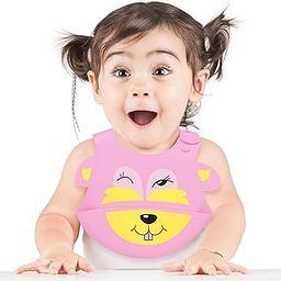 THE LITTLE LOOKERS Silicone Feeding Bib with Adjustable Strap, Waterproof, Easy to Wash, Stain Proof | BPA Free/Soft Material Bibs with Tray/Food Catcher (Pink, Pack of 1)-10