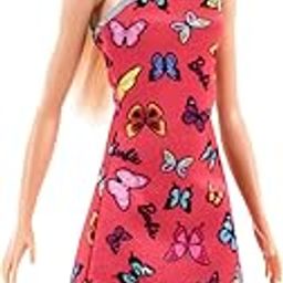 Barbie Doll (11.5 inches) with Colorful Butterfly Logo Print Red Dress & Strappy Heels, Great Gift for Ages 3 Years Old & Up-19