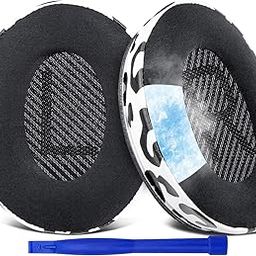 SoloWIT Cooling-Gel Ear Pads Cushions Replacement, Earpads for Bose QuietComfort 35 (QC35) and Quiet Comfort 35 II (QC35 II) Over-Ear Headphones, Noise Isolation Foam - Snow Leopard-image-93