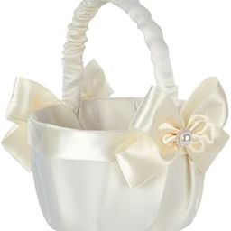 UJEAVETTE Wedding Flower Girl Basket Flower Basket with Handle Fruit Candies Container-image-50