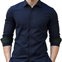 Men Solid Spread Collar Full Sleeves Regular Fit Cotton Casual Shirt-picture-29