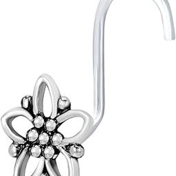 925 Sterling Silver Antique Star oxidised Nose Rings/Nose pin for womens-13