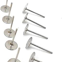 25 PCS Hypoallergenic Stainless Steel Earrings Posts Flat Pad Blank Earring Head Pin Studs Earring Backs for Jewelry Making Findings-image-20