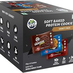 HYP Protein Cookies Double chocolate, Coconut Choco Chip, Oatmeal Raisin Pack of 6 - (42 g x 6)-picture-19