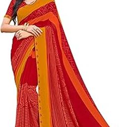 Women's Abstract Printed Georgette Saree In Red Color With Unstitched Blouse - Embrace Trendy Style and Timeless Elegance in this Exquisite Attire-image-22